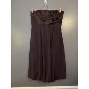 David's Bridal Dress Womens 4 Brown Strapless Chiffon Beaded Bridesmaid 13128